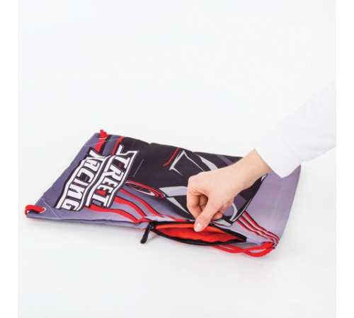 Мешок для обуви BRAUBERG PREMIUM, карман, подкладка, светоотражающие элементы, 43х33 см, Street racing, 270284