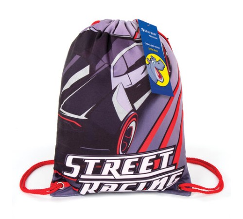 Мешок для обуви BRAUBERG PREMIUM, карман, подкладка, светоотражающие элементы, 43х33 см, Street racing, 270284