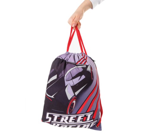 Мешок для обуви BRAUBERG PREMIUM, карман, подкладка, светоотражающие элементы, 43х33 см, Street racing, 270284