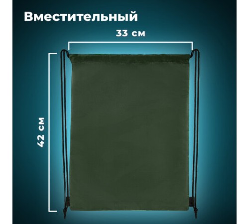 Мешок для обуви BRAUBERG ПРОЧНЫЙ, на шнурке, хаки, 42x33 см, 270289