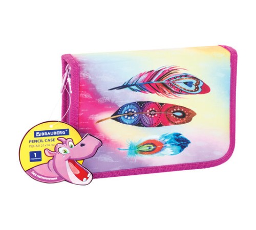 Пенал BRAUBERG, 1 отделение, полиэстер, 21х14 см, 