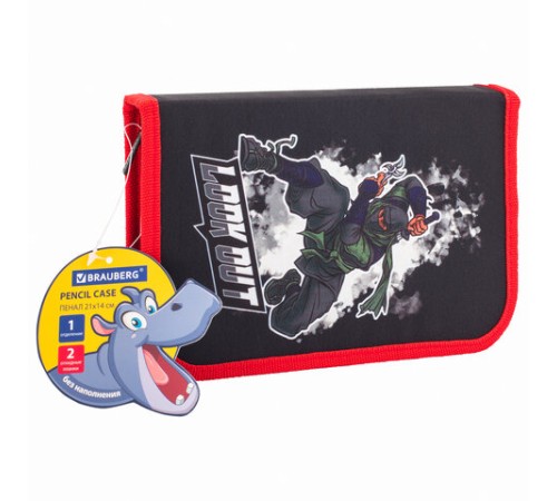 Пенал BRAUBERG, 1 отделение, 2 откидные планки, полиэстер, 21х14 см, 