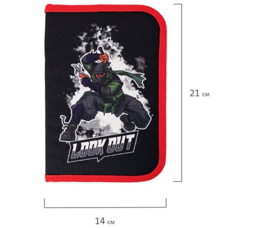 Пенал BRAUBERG, 1 отделение, 2 откидные планки, полиэстер, 21х14 см, 