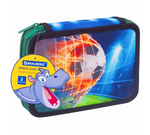 Пенал BRAUBERG, 2 отделения, полиэстер, 21х14 см, 