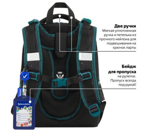 Ранец BRAUBERG PREMIUM, 2 отделения, с брелком, 