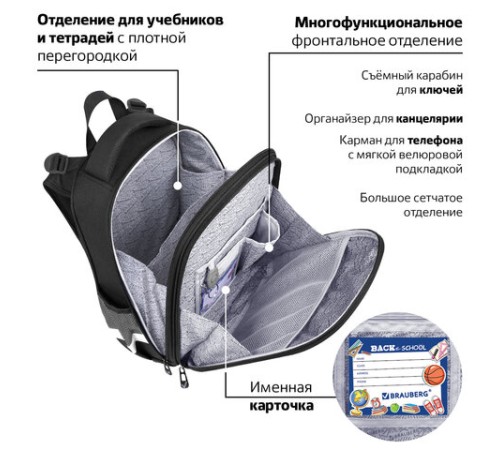 Ранец BRAUBERG PREMIUM, 2 отделения, с брелком, 