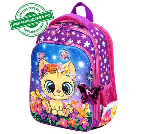 Ранец BRAUBERG QUADRO, 3 отделения, с брелком, 