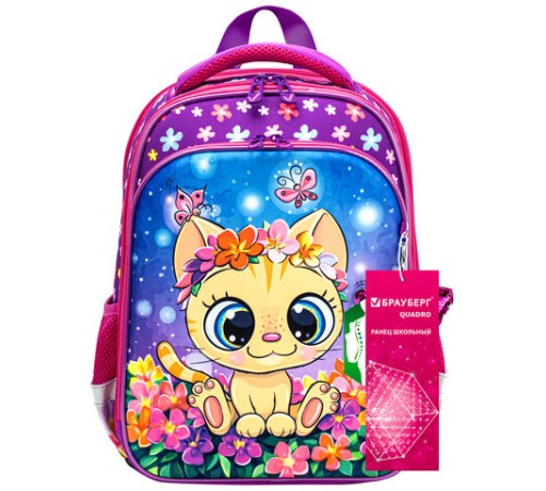 Ранец BRAUBERG QUADRO, 3 отделения, с брелком, 
