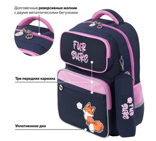 Рюкзак ЮНЛАНДИЯ COMPLETE с пеналом в комплекте, эрго-спинка, 