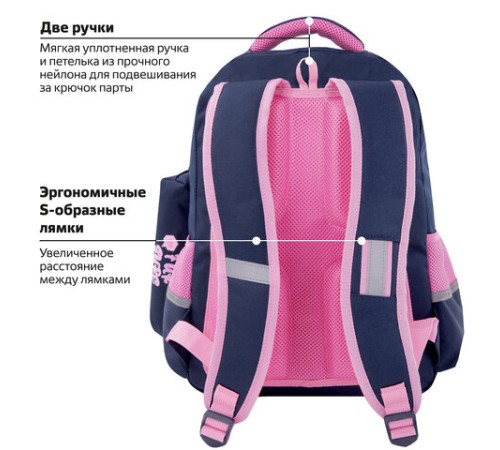 Рюкзак ЮНЛАНДИЯ COMPLETE с пеналом в комплекте, эрго-спинка, 