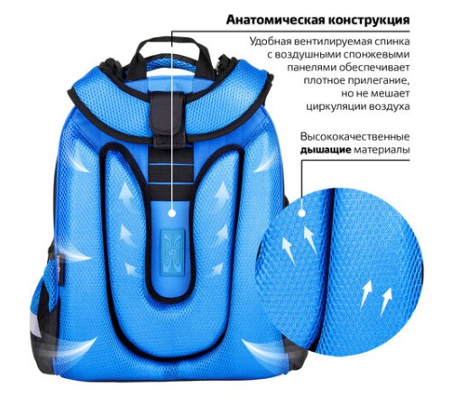 Ранец ЮНЛАНДИЯ EXTRA с дополнительным объемом, 2 отделения, 