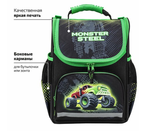 Ранец ПИФАГОР BASIC, 1 отделение, 3 кармана, эргономичная спинка, 