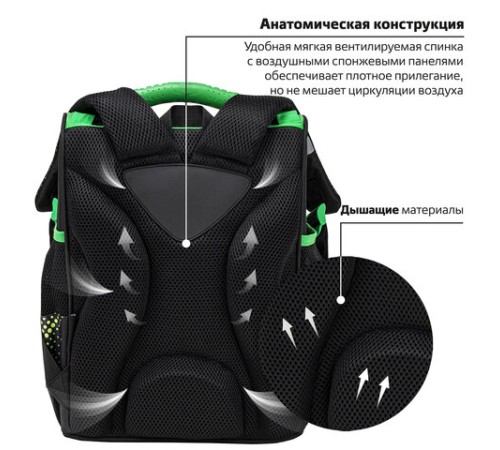 Ранец ПИФАГОР BASIC, 1 отделение, 3 кармана, эргономичная спинка, 