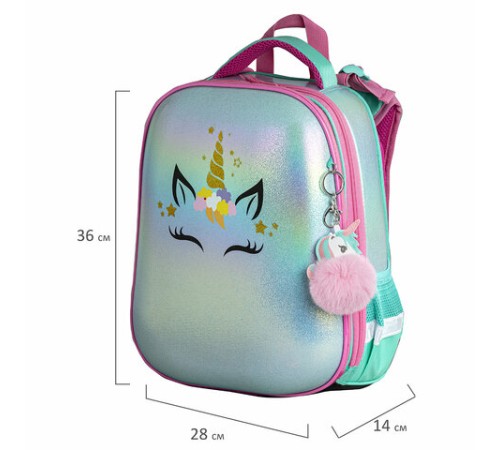 Ранец BRAUBERG SHINY, 2 отделения, с брелком, 