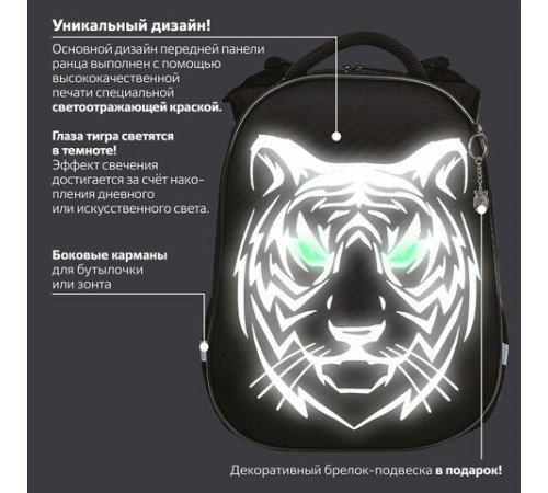 Ранец BRAUBERG SHINY, 2 отделения, с брелком, 