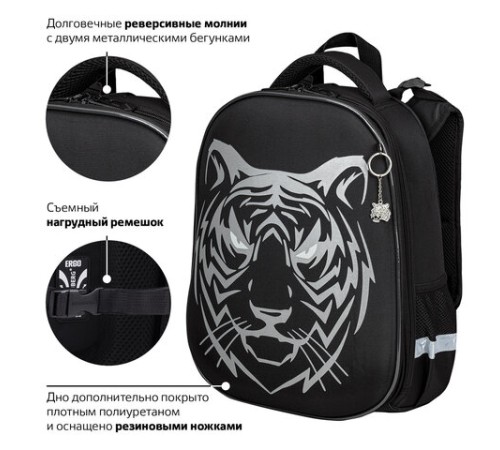 Ранец BRAUBERG SHINY, 2 отделения, с брелком, 