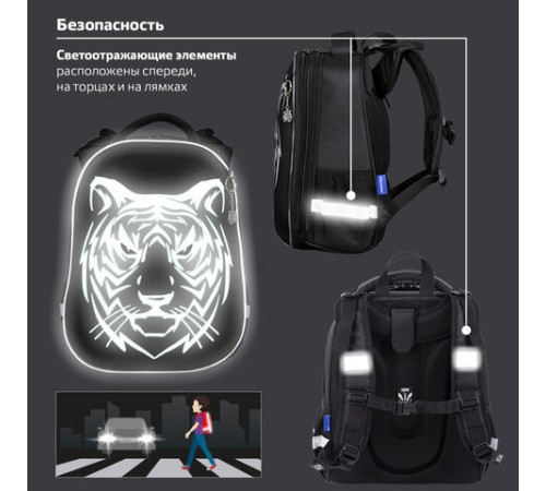 Ранец BRAUBERG SHINY, 2 отделения, с брелком, 