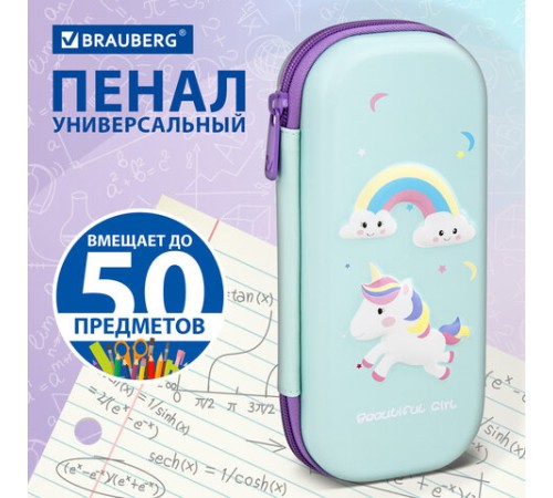 Пенал BRAUBERG, 1 отделение, 1 откидная планка, EVA 3D, 22х10х5 см, 
