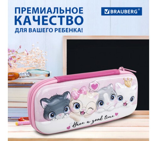 Пенал BRAUBERG, 1 отделение, 1 откидная планка, EVA 3D, 22х10х5 см, 