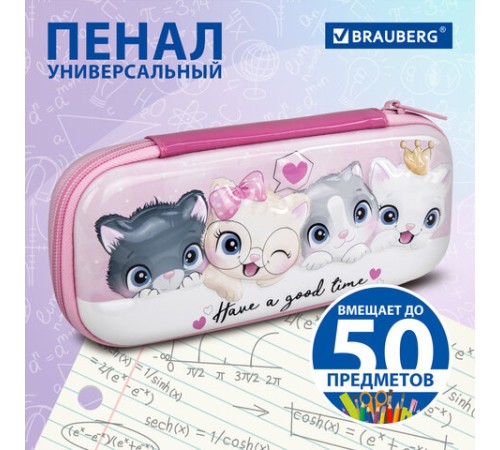 Пенал BRAUBERG, 1 отделение, 1 откидная планка, EVA 3D, 22х10х5 см, 