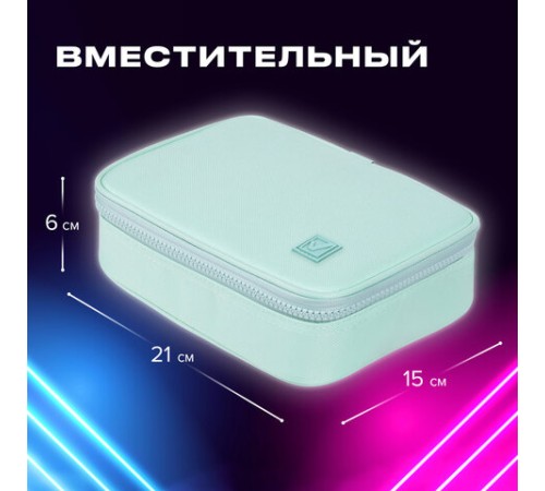 Пенал-косметичка BRAUBERG БОЛЬШОЙ, 1 отделение, 1 откидная планка, ткань, 21x15x6 см, 