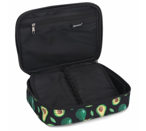 Пенал-косметичка BRAUBERG БОЛЬШОЙ, 1 отделение, 1 откидная планка, ткань, 21x15x6 см, 