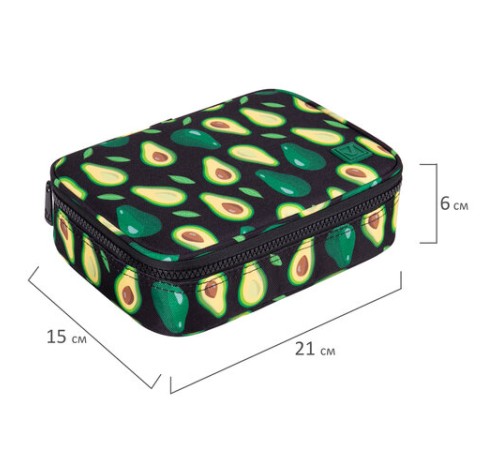 Пенал-косметичка BRAUBERG БОЛЬШОЙ, 1 отделение, 1 откидная планка, ткань, 21x15x6 см, 