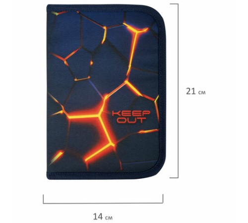 Пенал BRAUBERG, 1 отделение, 2 откидные планки, полиэстер, 21х14 см, 