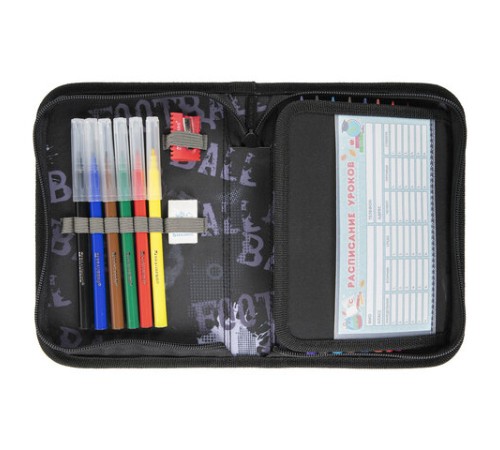 Пенал BRAUBERG с наполнением, 1 отделение, 1 откидная планка, 24 предмета, 21х14 см, 