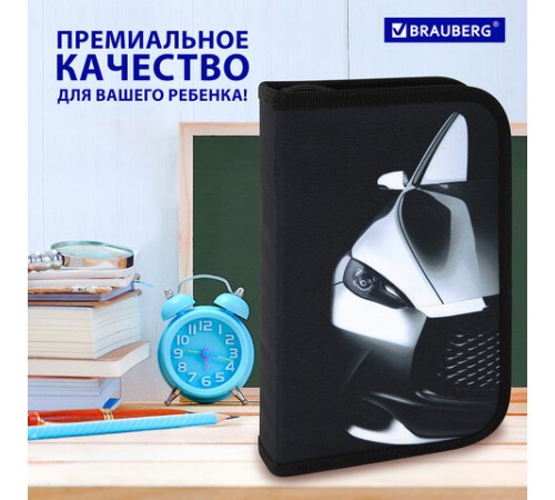 Пенал BRAUBERG с наполнением, 1 отделение, 1 откидная планка, 24 предмета, 21х14 см, 