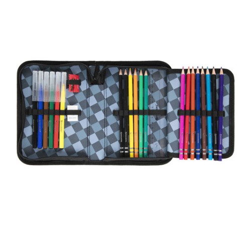 Пенал BRAUBERG с наполнением, 1 отделение, 1 откидная планка, 24 предмета, 21х14 см, 