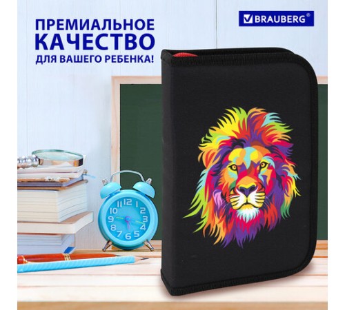 Пенал BRAUBERG с наполнением, 1 отделение, 1 откидная планка, 24 предмета, 21х14 см, 