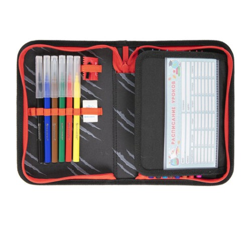 Пенал BRAUBERG с наполнением, 1 отделение, 1 откидная планка, 24 предмета, 21х14 см, 