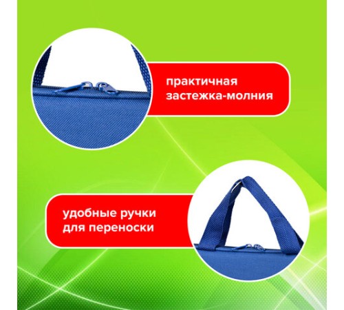 Папка на молнии с ручками STAFF EVERYDAY, А4, полиэстер, синяя, 270731