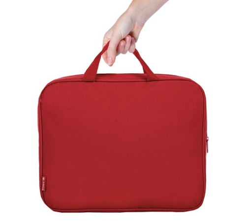 Папка на молнии с ручками STAFF EVERYDAY А4, 1 отделение, полиэстер, 80 мм, красная, 270739