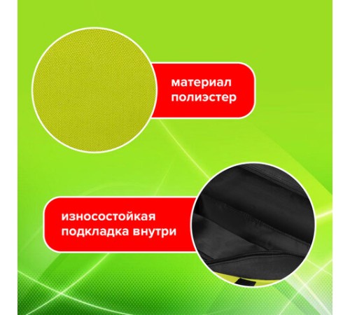Папка на молнии с ручками STAFF EVERYDAY А4, 1 отделение, полиэстер, 80 мм, зеленая, 270742