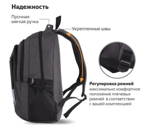 Рюкзак BRAUBERG HIGH SCHOOL универсальный, 3 отделения, 