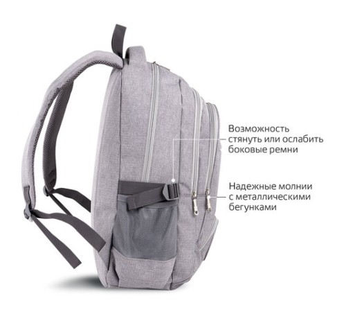 Рюкзак BRAUBERG HIGH SCHOOL универсальный, 3 отделения, 