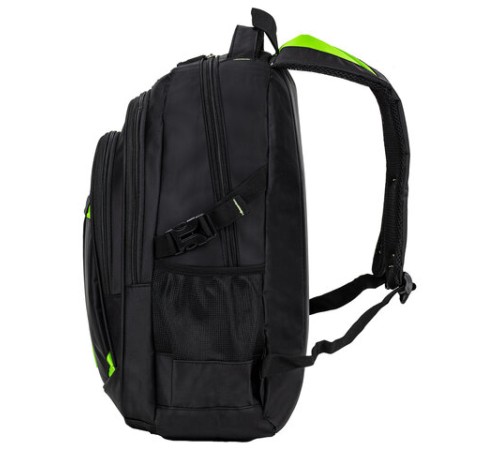 Рюкзак BRAUBERG TITANIUM универсальный, 3 отделения, черный, салатовые вставки, 45х28х18 см, 270766
