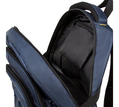 Рюкзак BRAUBERG TITANIUM универсальный, 3 отделения, синий, желтые вставки, 45х28х18 см, 270768