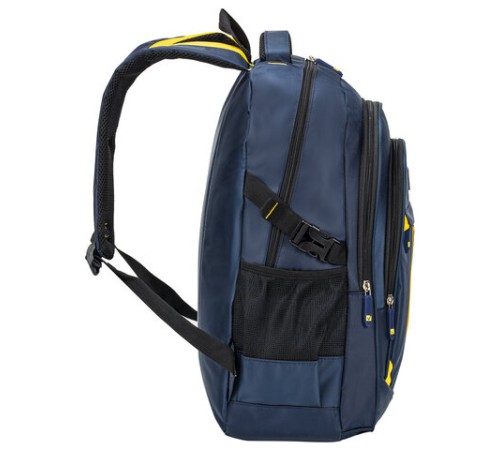Рюкзак BRAUBERG TITANIUM универсальный, 3 отделения, синий, желтые вставки, 45х28х18 см, 270768