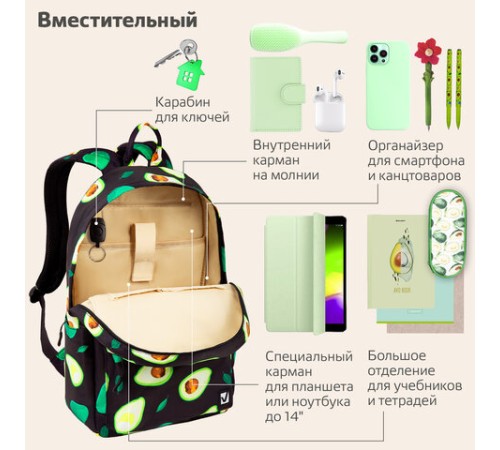 Рюкзак BRAUBERG DREAM универсальный с карманом для ноутбука, эргономичный, 