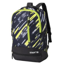 Рюкзак STAFF STRIKE универсальный, 3 кармана, черно-салатовый, 45х27х12 см, 270783