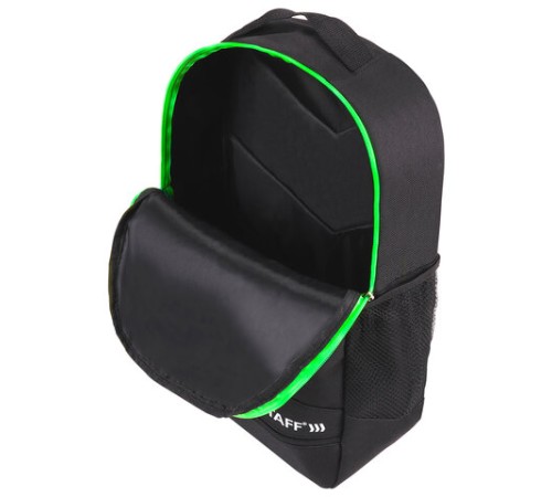 Рюкзак STAFF STRIKE универсальный, 3 кармана, черный с салатовыми деталями, 45х27х12 см, 270785