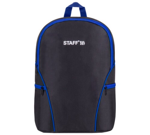 Рюкзак STAFF TRIP универсальный, 2 кармана, черный с синими деталями, 40x27x15,5 см, 270786