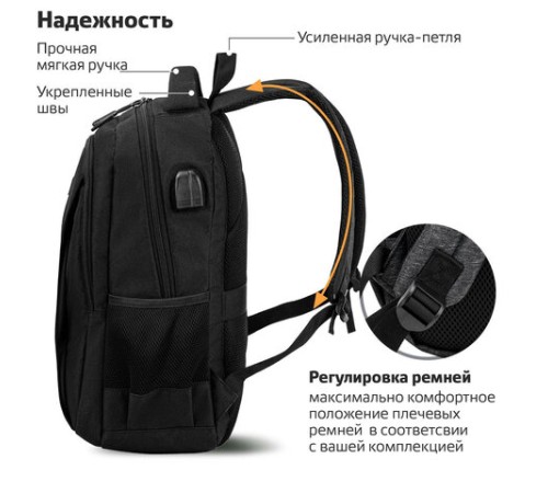Рюкзак BRAUBERG URBAN универсальный с отделением для ноутбука, USB-порт, 