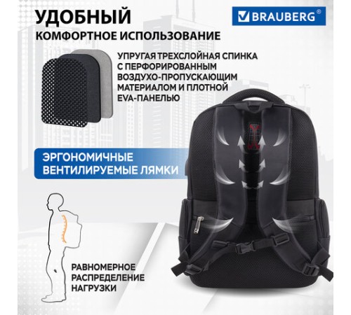 Рюкзак BRAUBERG FUNCTIONAL с отделением для ноутбука, 2 отделения, USB-порт, 