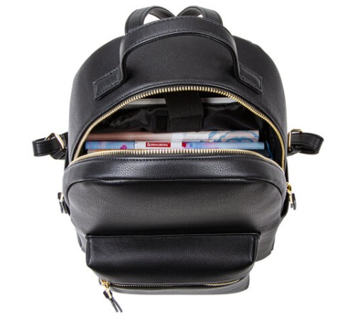 Рюкзак из экокожи BRAUBERG PODIUM женский, с отделением для планшета, черный, 34x25x13 см, 270817