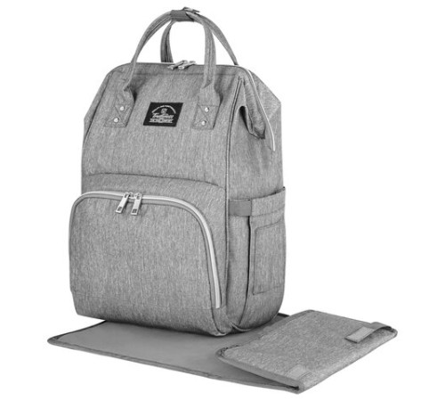 Рюкзак для мамы BRAUBERG MOMMY с ковриком, крепления на коляску, термокарманы, серый, 40x26x17 см, 270819
