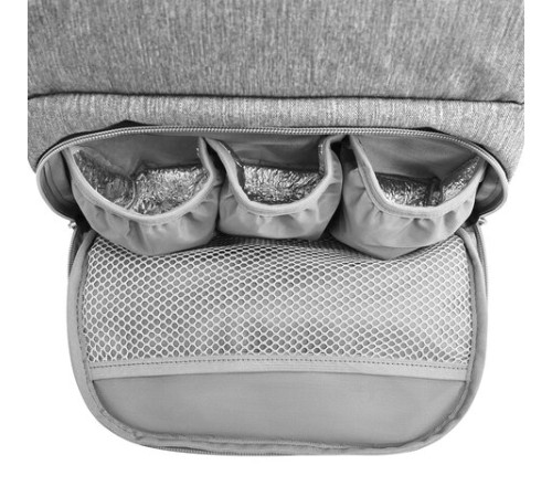 Рюкзак для мамы BRAUBERG MOMMY с ковриком, крепления на коляску, термокарманы, серый, 40x26x17 см, 270819